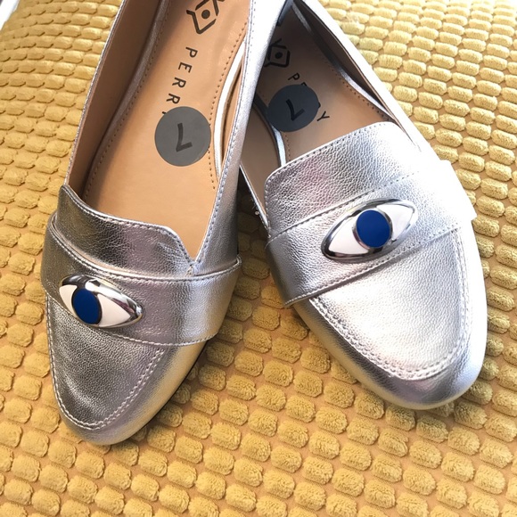 Katy Perry Collections Shoes - Katy Perry Harper Silver Metallic Eye Loafer Flat